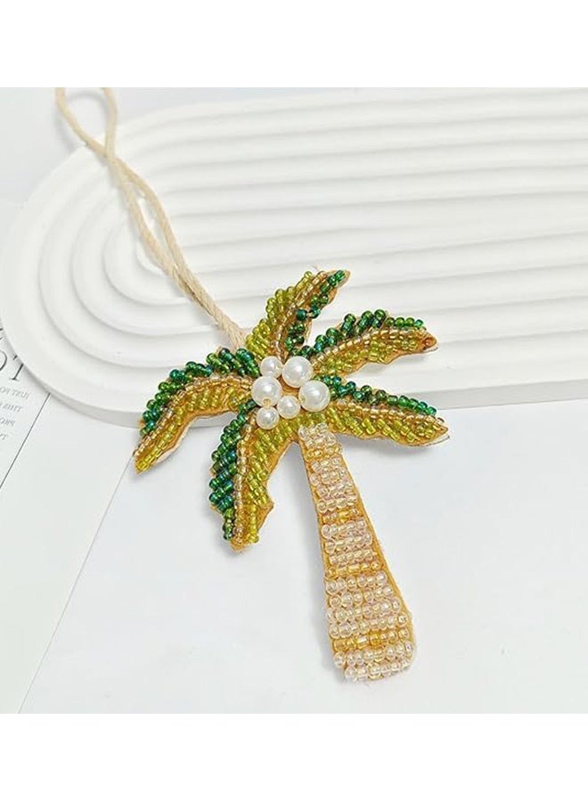 ميدالية مفاتيح شجرة النخيل باللون الوطني السعودي مصنوعة يدوياً بتصميم لامع وملون من الخرز مع حزام متعدد الاستخدامات لحقيبة المفاتيح وسحر السيارة للاستخدام اليومي كهدية في احتفالات العيد الوطني والتجمعات الاحتفالية ومجموعة الهدايا التذكارية - Image 5